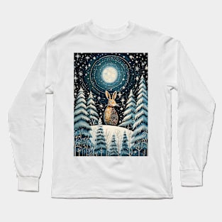 Moonlit Reverie: The Hare's Serenity Long Sleeve T-Shirt